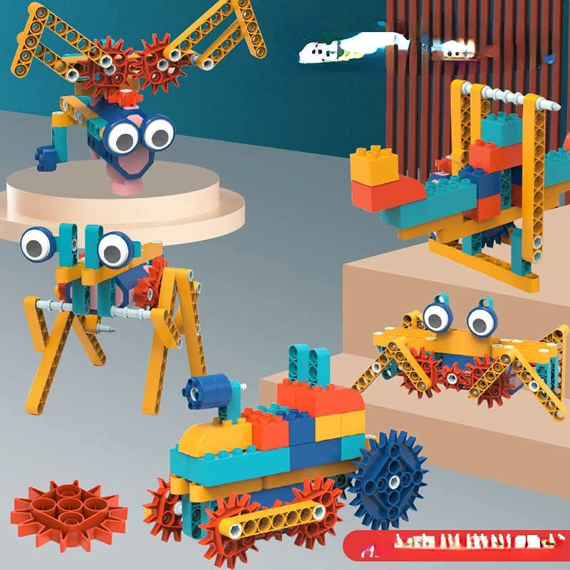 

Large particle mechanical gear assembly changeable electric building block children's puzzle science and education splicing toys