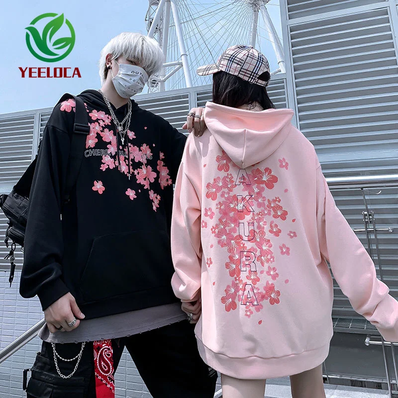 

2019 Dropsippin Cinese Style Cerry Blossom die Oversized Couple i Street ip op Rock Band Sweatsirt Autumn Winter