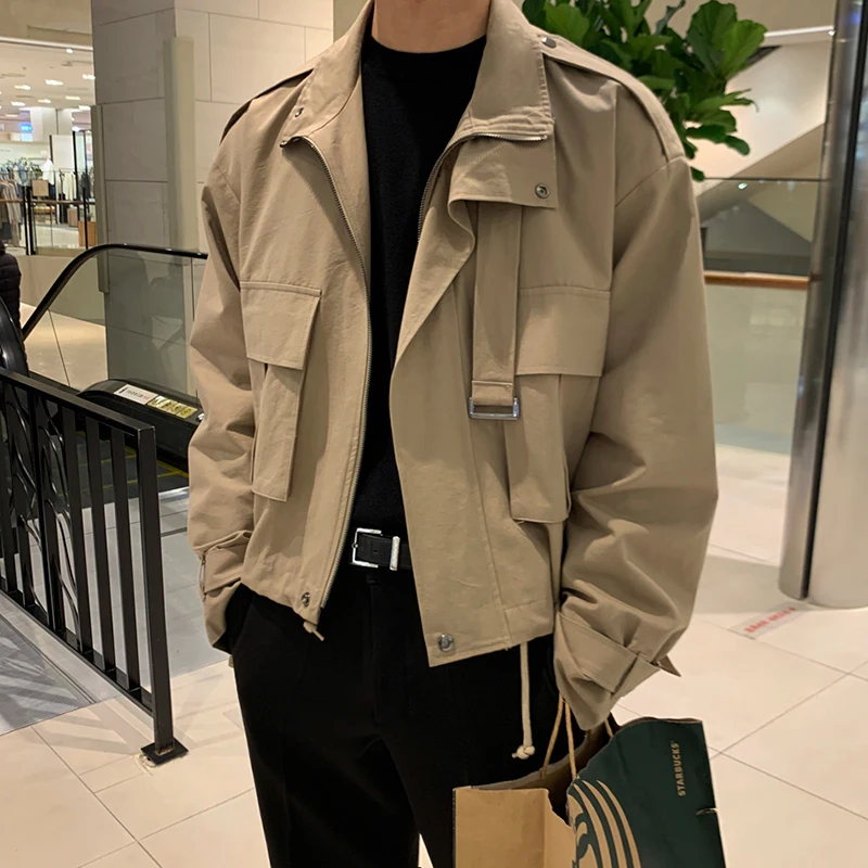 

2022 Men's Slim Bomber Jacket Aurumn Winter Men Loose Outerwear Casual Long Sleeve Jackes and Coats Mens Clothing Plus Size L01