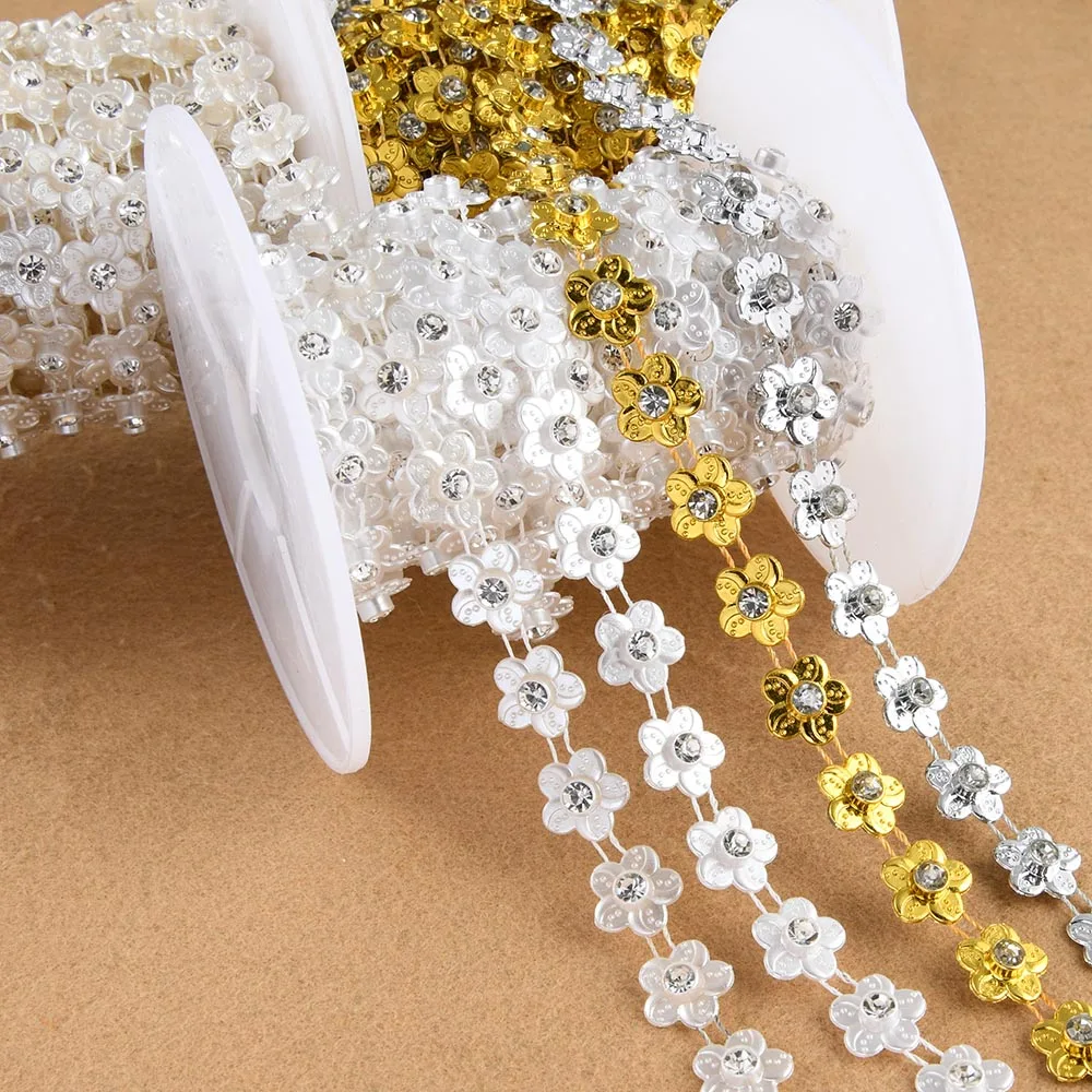 Цветок из АБС-пластика с искусственным жемчугом, ширина 12 мм