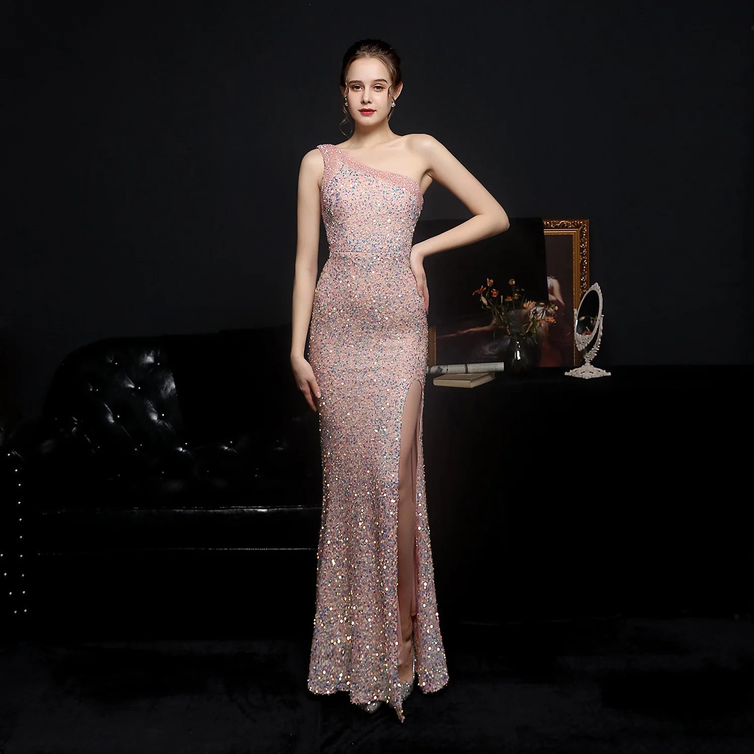 Luxury Party Elegant Dresses for Women 2022 Evening Prom Formal Long Clothes Sexy Sequin Cocktail Ceremony Birthday Maxi Outfits