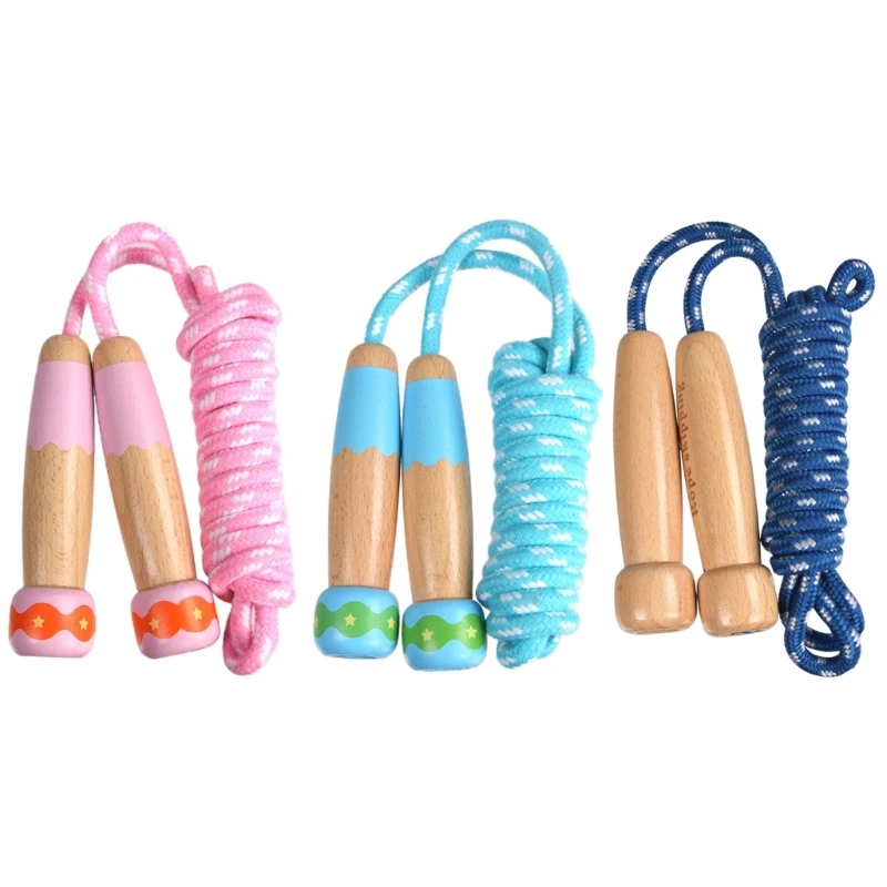 

Childrens Skipping Rope Wooden Handle Jump Rope Lightweight Adjustable Skipping Rope for Boys and Girls Fitness D5QD