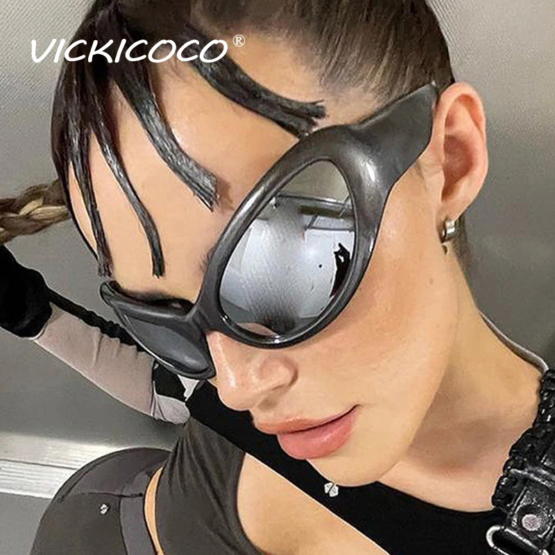 

Vintage Punk Y2K Sunglasses Women Men Luxury Brand Oversized Cat Eye Sun Glasses Female Eyewear Future Technology Shades UV400