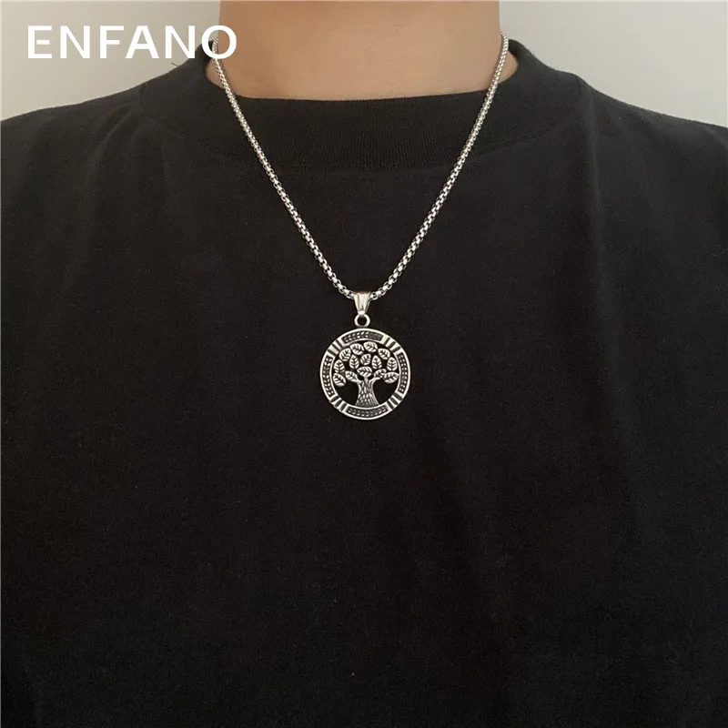 

Enfano Ornament Cross-Border Tree of Life Casting Black Oil Titanium Steel Pendant Pendant Chain All-Match Lucky Fashion