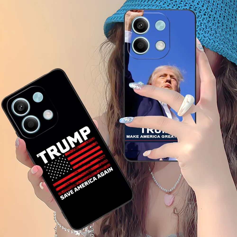 Trump Mobile Phone Case for Xiaomi Redmi Note 13 12 11 10 9 8 7 6 S A Pro Lite Plus 5G Black Cellphones Smartphone Cover