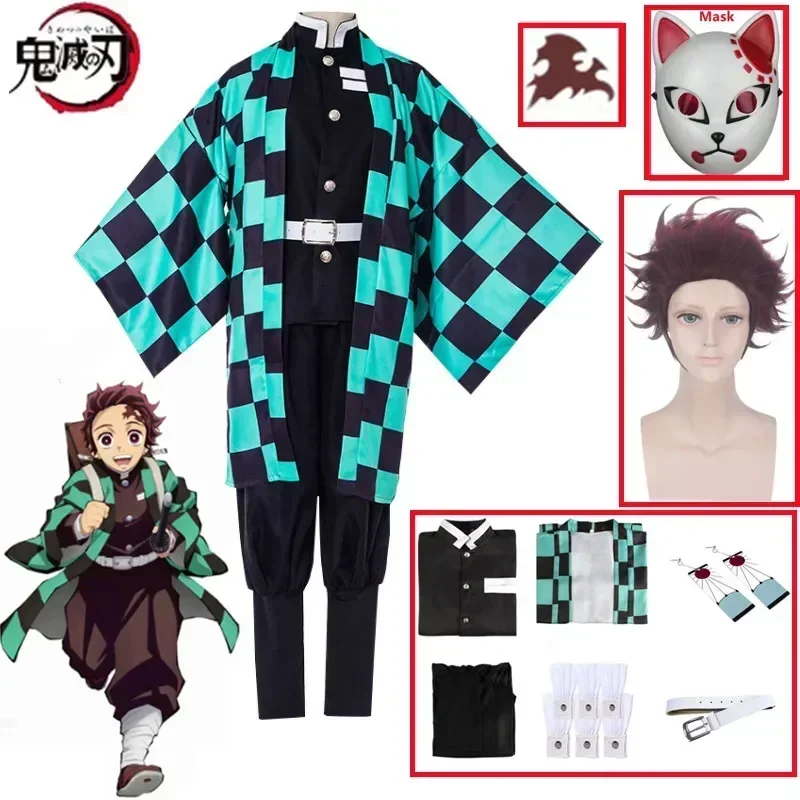 Костюм для косплея из аниме Tanjirou Kamado Косплей демона Slachters Kimetsu No Yaiba