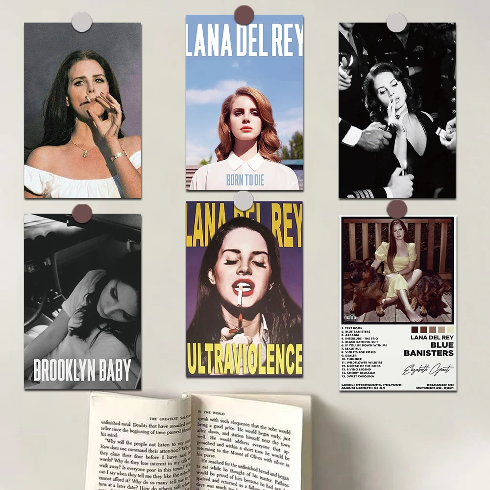 

10PCS 10×15CM Lana Del Rey Music Album Cover Posters Wall Stickers Vintage For DIY Bed Living RoomBar Refrigerator Decals Decor