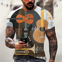 mens short sleeved t shirt casual round neck shirt with 3d notes piano keys fashion oversized summer 2022