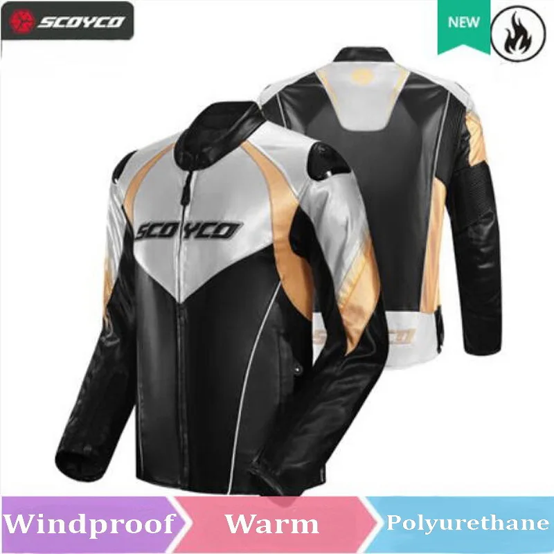 Мужская Женская зимняя теплая куртка SCYCO из искусственной кожи для мотокросса
