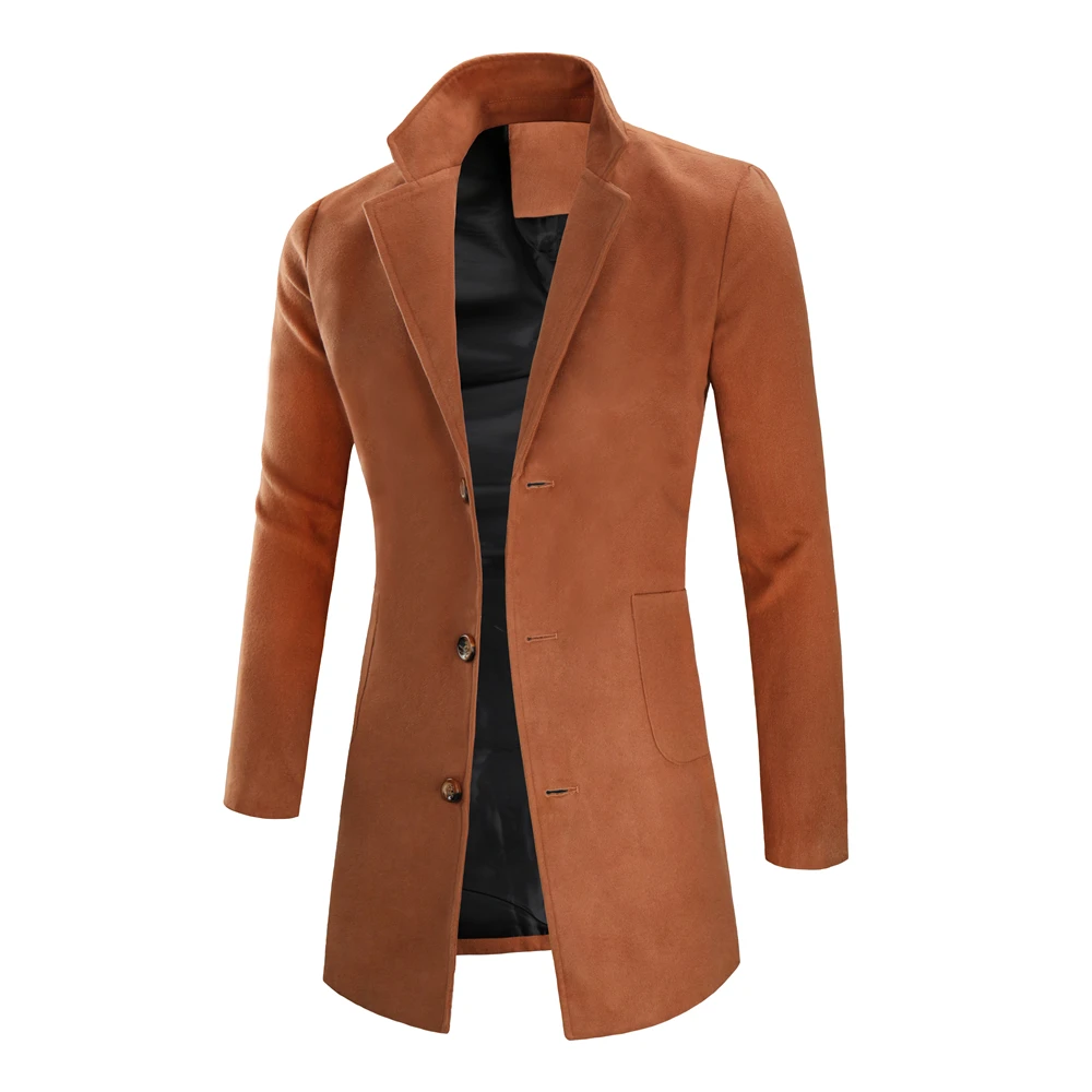 

Woolen Overcoat Men Autumn Winter Business Men Clothing Coats Trench Coat Men Long Jacket Buttons Cardigan Blends