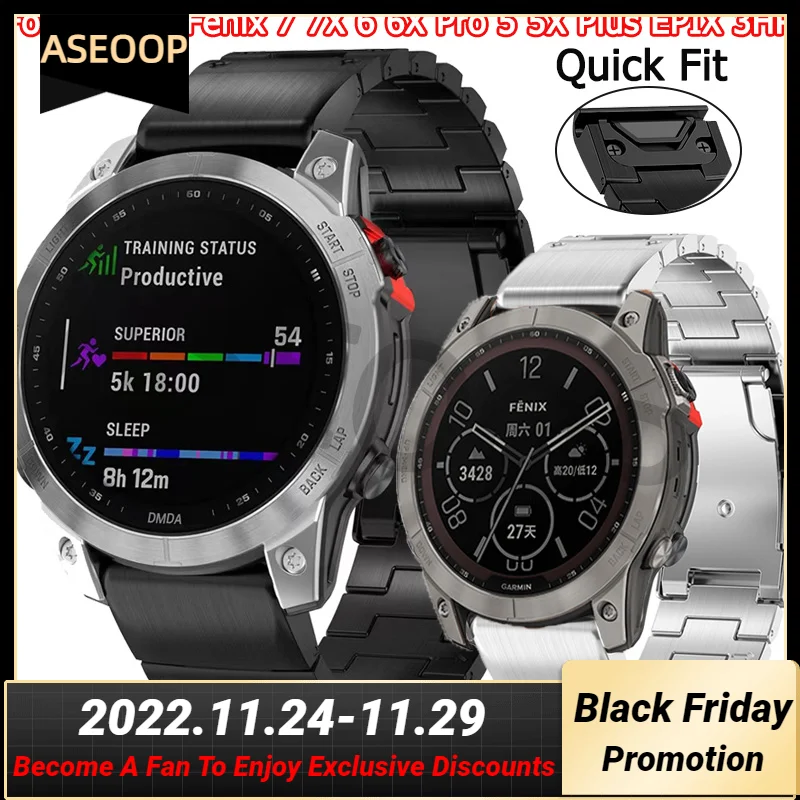 

Браслет из нержавеющей стали для смарт-часов Garmin Fenix 6 6X Pro 7 7X 5 5X Plus EPIX 3HR