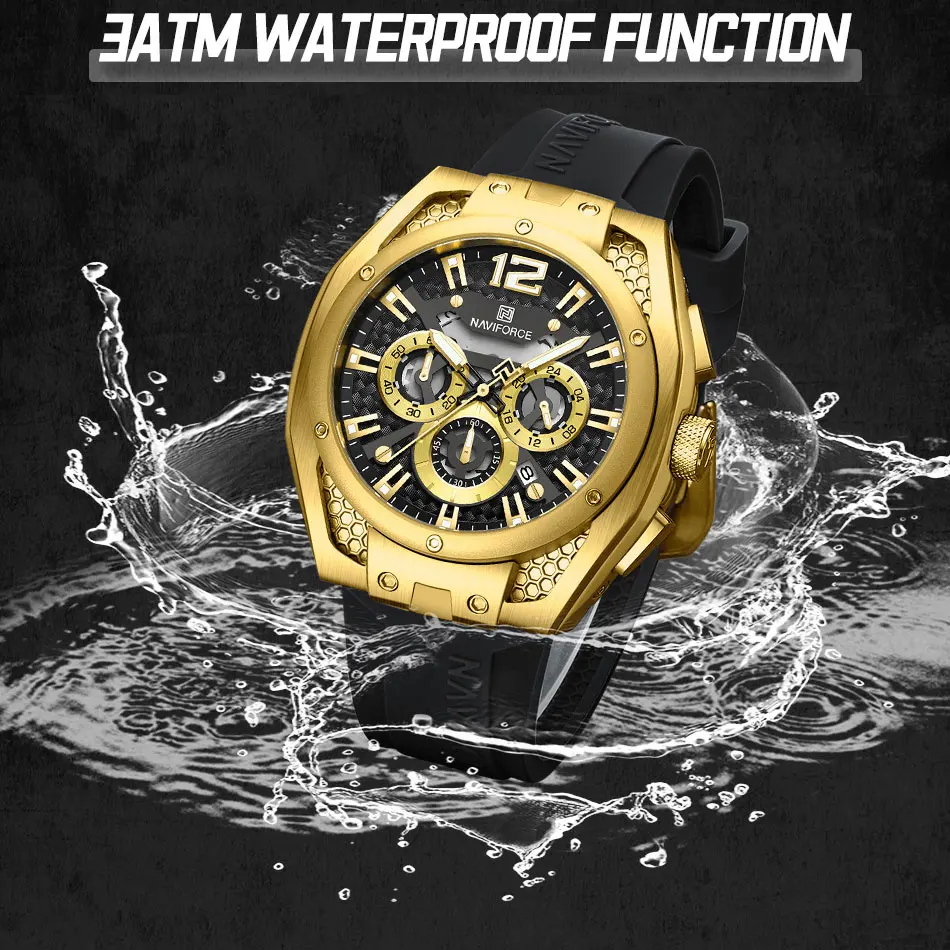 Фото NAVIFORCE модные цифровые часы с циферблатом для мужчин, военные спортивные наручные часы, мужские силиконовые ремешки, деловые офисные водонепроницаемые мужские часы №4