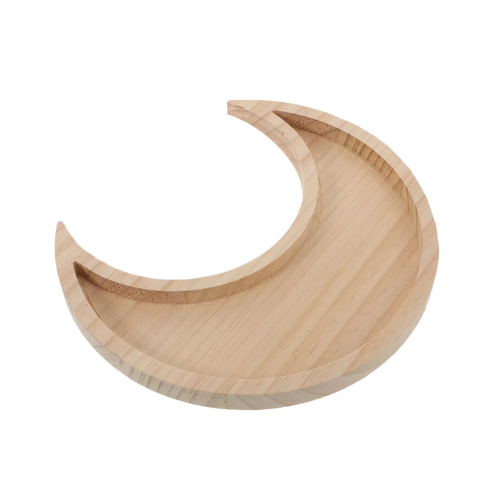 

Tray Household Snack Plate Wooden Moon Tray Desktop Fruit Tray Wooden Storage Plate for Kitchen Restaurant Desktop