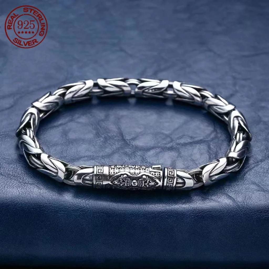 Браслет ручной работы из серебра 925 пробы в ретро-стиле властителя