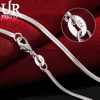 urpretty 925 sterling silver 1618202224262830 inch 2mm flat snake chain necklace for woman man fashion gift lady jewelry