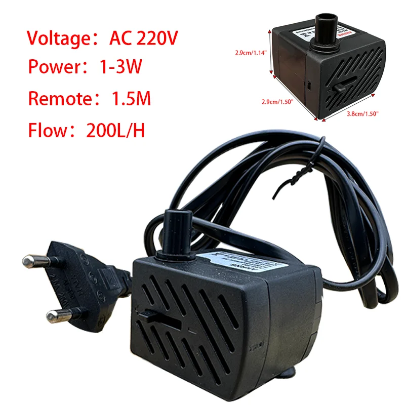 

Miniature 3W AC 220V Water Pump Waterproof Brushless Mini Water Filter Super Silent Fountain Pump European Plug