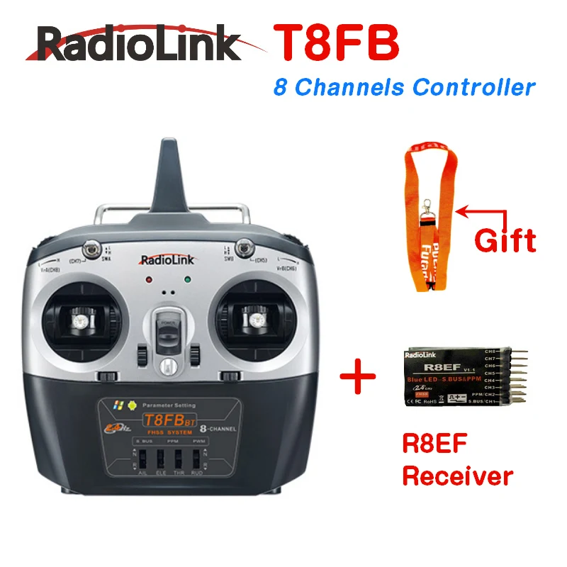 

Radiolink T8FB Bluetooth Version 8CH RC Transmitter and Receiver R8EF 2.4GHz Radio Controller SBUS PPM PWM for Drone Fixed Wing