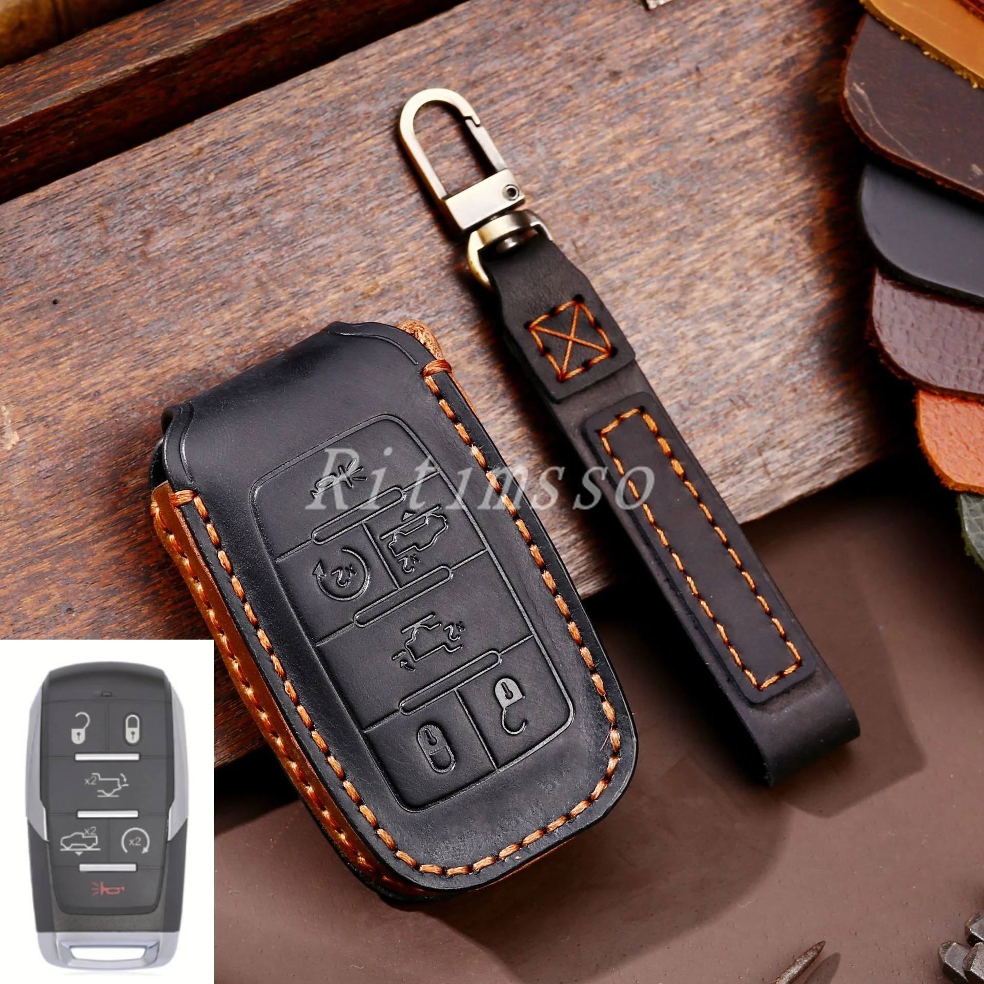 Кожаный чехол для автомобильного ключа для Dodge RAM 1500 RAM 1500 RAM 2500 TRX 2021 2020, Chrysler Couve Dodge Jeep Grand Cherokee
