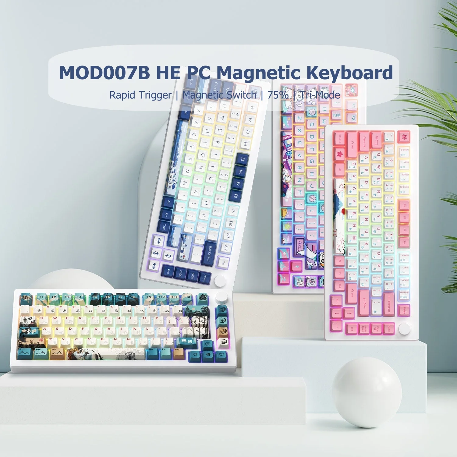 Akko MOD007B HE Игровая клавиатура для ПК с магнитным переключателем Rapid Trigger 8K 75% RGB