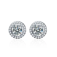 vintage 925 silver stud earrings female round 0 5 carat moissanite engagement jewelry