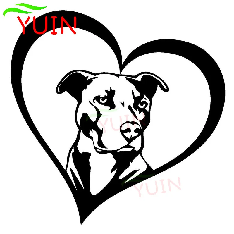 Наклейка на автомобиль в виде сердца питбуля, животного, креативный модный стайлинг автомобилей, персонализированное украшение на корпус из ПВХ, Высококачественная Водонепроницаемая наклейка