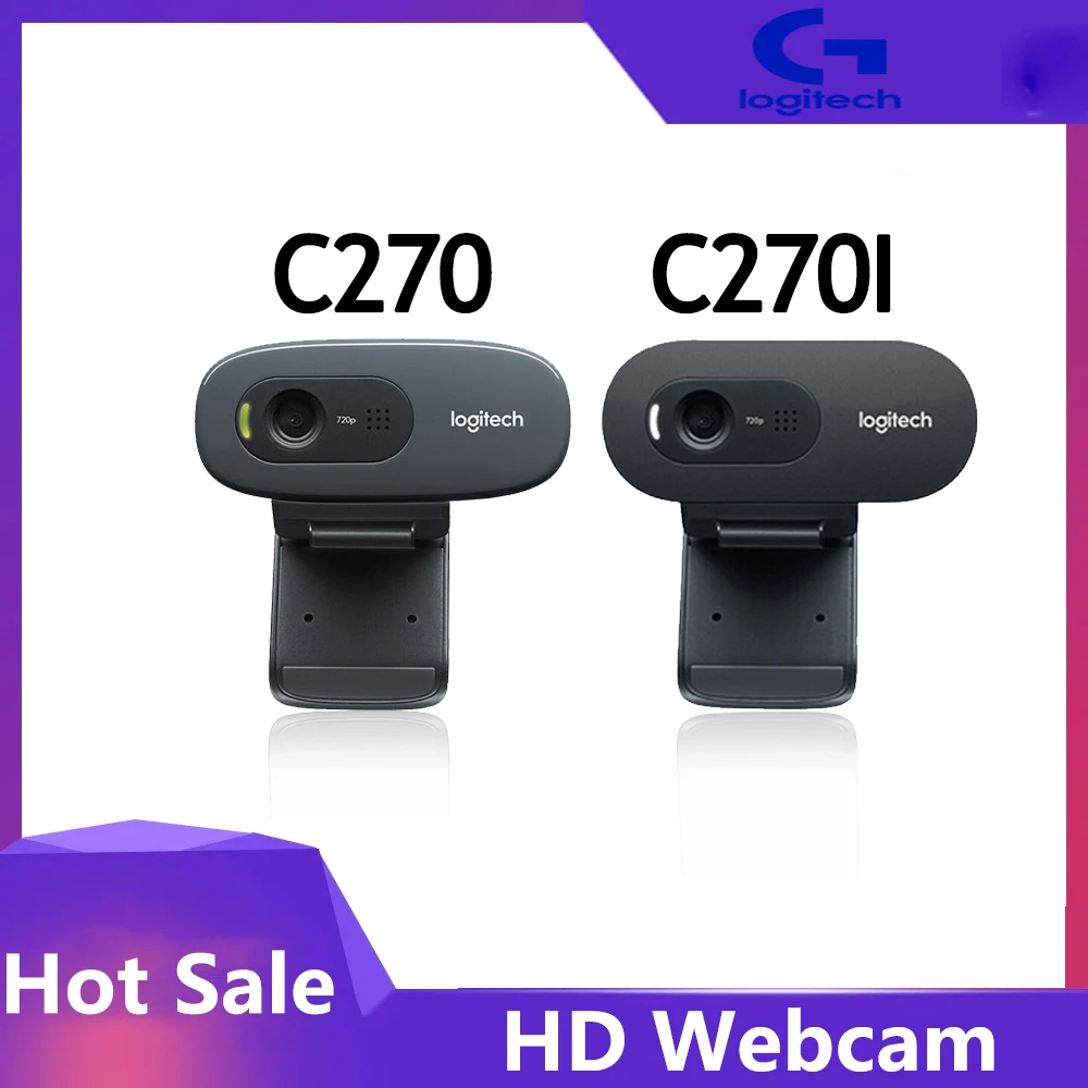 

New Original Logitech C270 C270I HD Webcam 720p HD Built-in Microphone Web Camera USB2.0 Free drive Webcam for PC Chat Camera