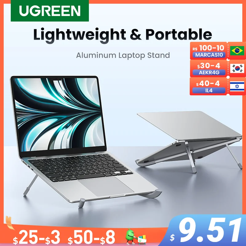 

UGREEN Laptop Stand For Macbook Pro Foldable Aluminum Vertical Notebook Stand Laptop Support Macbook Air Pro Tablet Phone Stand