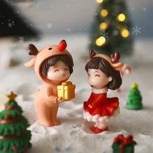 크리스마스 달콤한 연인 커플 피규어 미니어처 장식 사람들, 소년 소녀 모델, 공주 요정 정원, 그놈 발렌타인 데이 선물