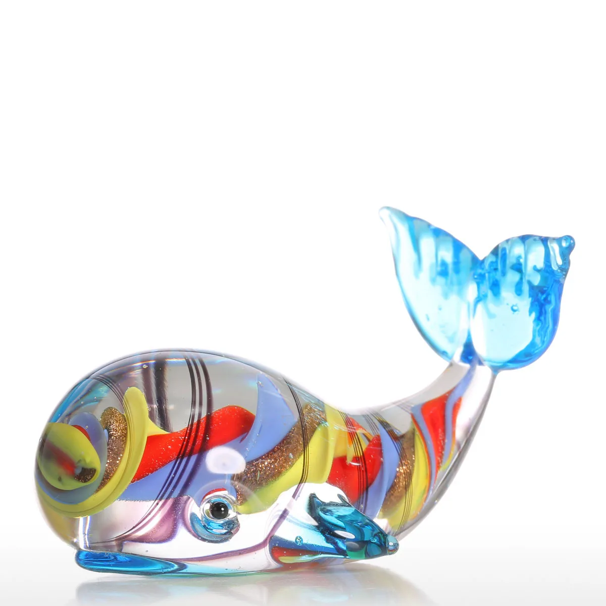 Colorful Whale Gift Glass Stand Ornament Animal Figurine Handblown Home Decor Multicolor for Office Decoration Crafts