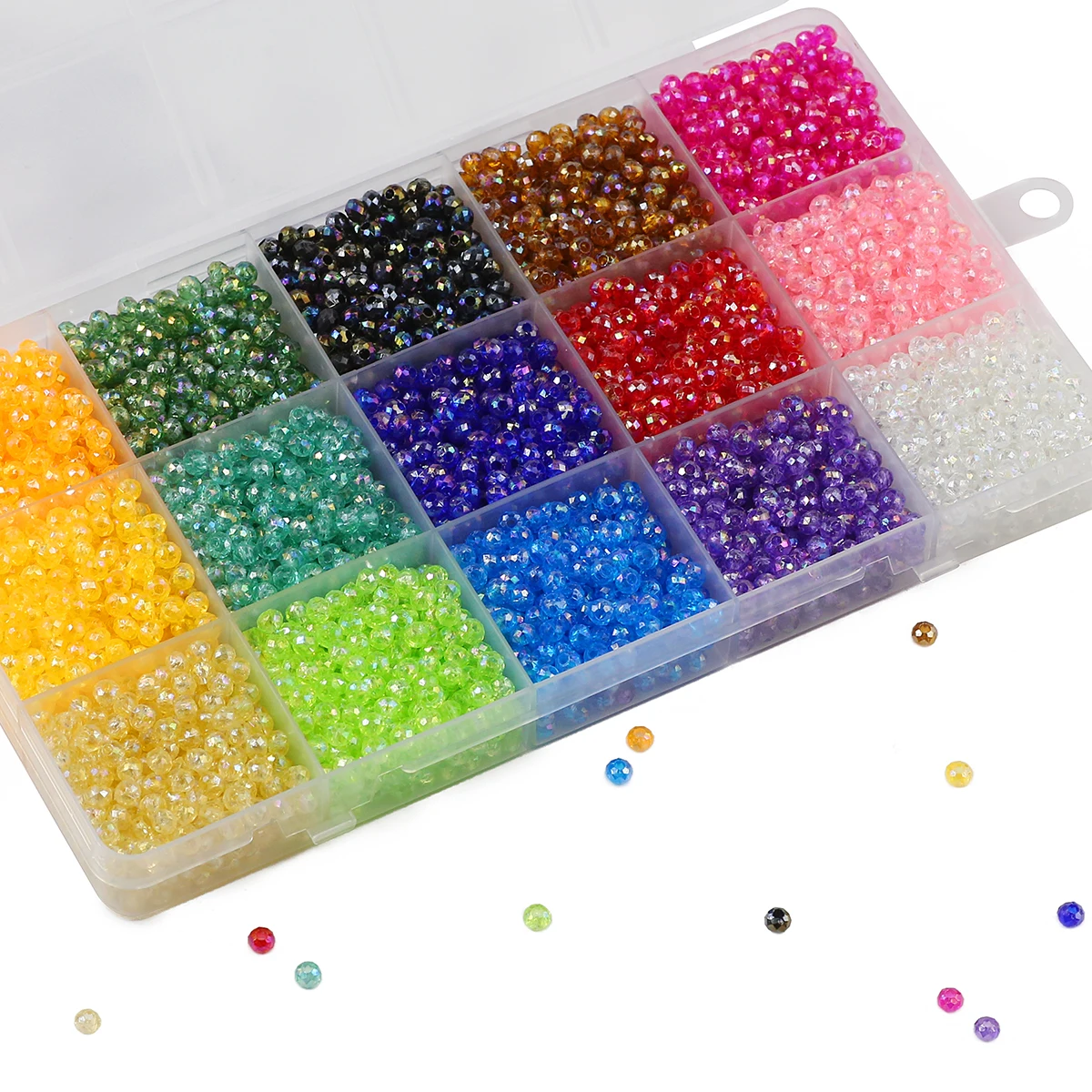 4 Мм Круглые Плоские Граненые Пластиковые Бусины 4500 Шт. В Коробке Имитация