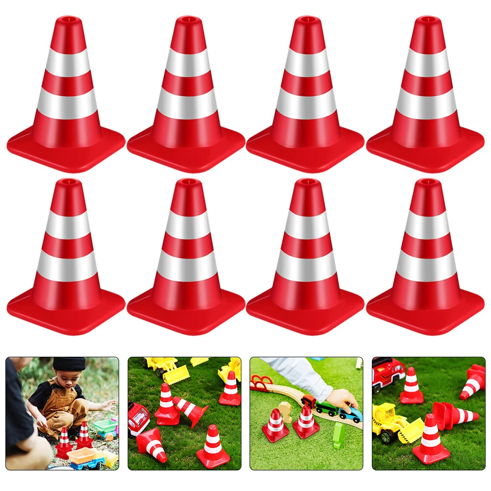 

12 Pcs Roadblock Sand Table Model Kids Plastic Toys Traffic Cones Props Learning Abs DIY Ornaments Child