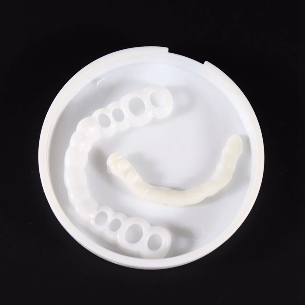 Three Scouts Silicone Fake Teeth Cosmetic Denture Veneers Paste Upper Lower False Tooth Brace Cover Whitening Smile Veneer Gutta