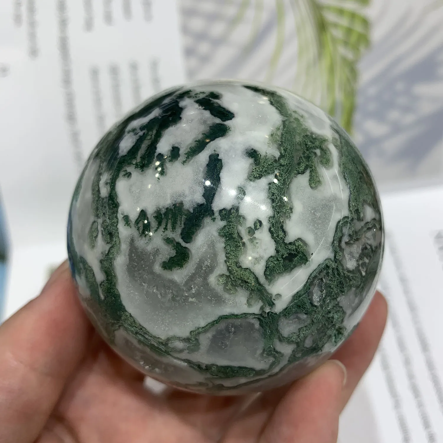 

60-65 мм Натуральный Мох агатовый шарик лечебный хрустальный камень сфера украшение для дома гатовый гадания