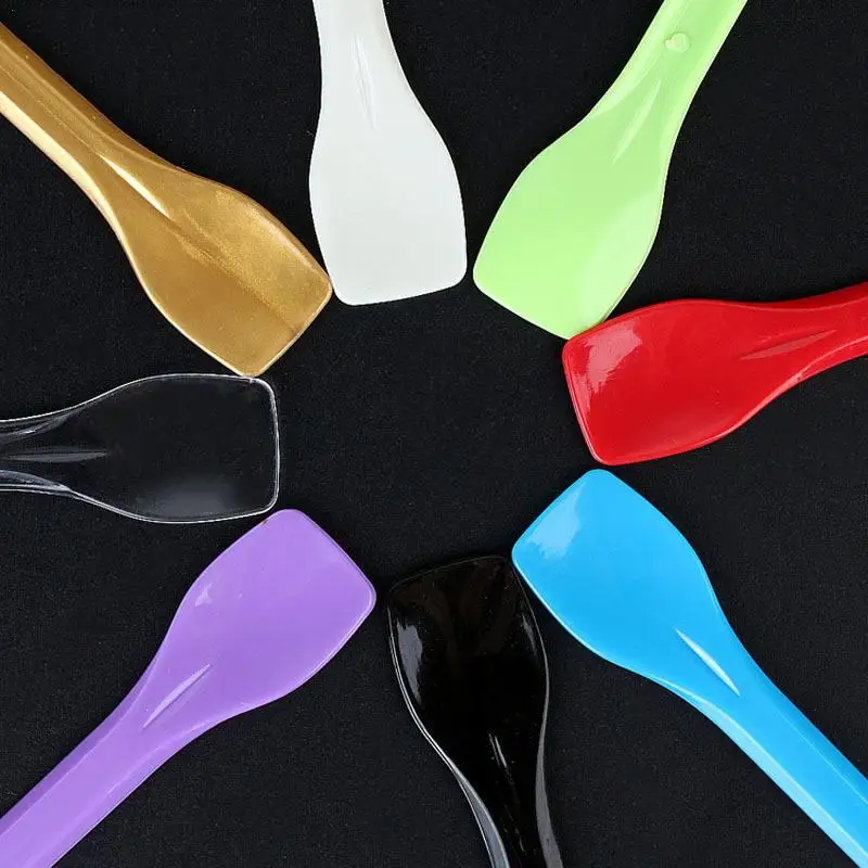 

50pieces Disposable Plastic Ice Cream Spoon Spoon 8cm Mini Size Plastic Ice Spoon Cream KT0996 Flatware Cutlery