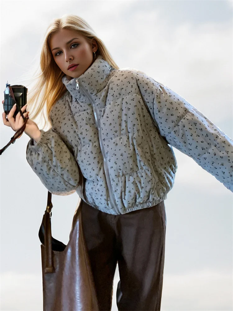 Женский пуховик с принтом зимняя новая милая хлопковая одежда в европейском и