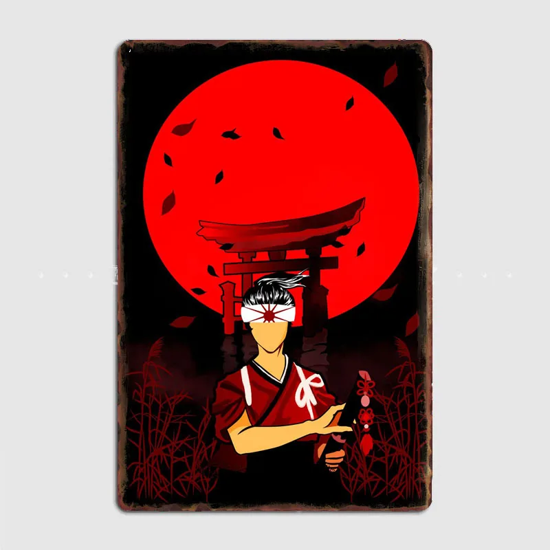 

Woman Samurai Metal Sign Pub Mural Painting Cinema Garage Funny Tin Sign Poster Kitchen Home Decoration Wall Decor