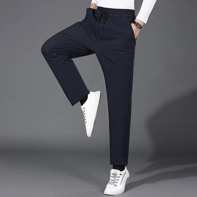 Зимние утолщенные пуховые брюки с высокой талией теплая верхняя одежда