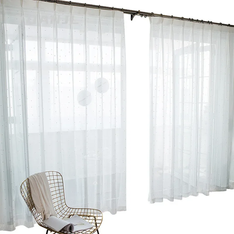 Новые легкие роскошные белые марлевые шторы из молочного шелка с бисером для