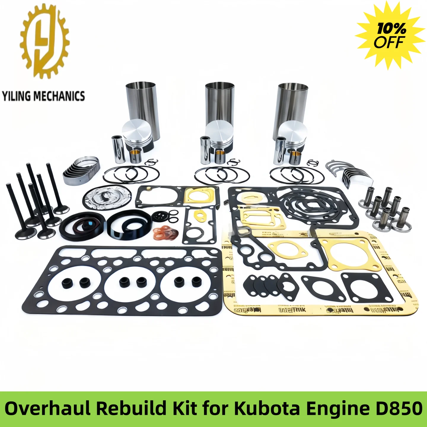 Фото Комплект для ремонта двигателя Kubota D850 D850BH трактор B40 B1400 RX1900 B1550E B1502 B1550 B6200E Bultra B1-15 №1