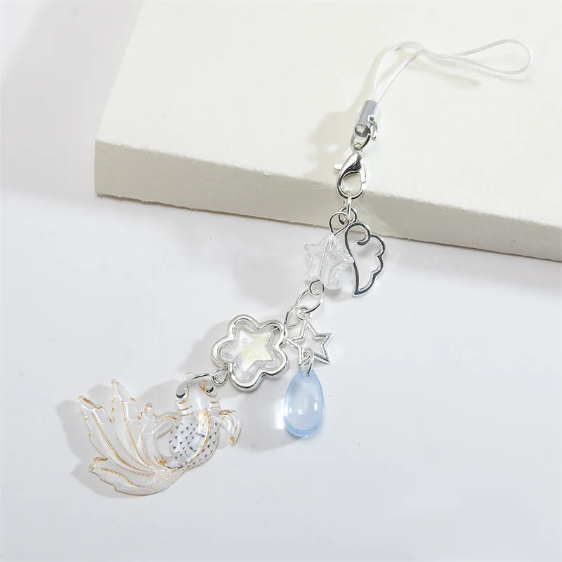 Модная цепочка для телефона с золотой рыбкой шнурок со звездой цветком бусинами