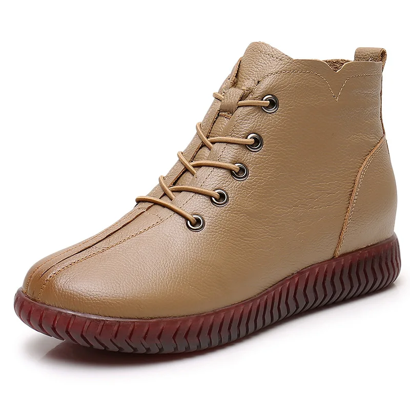 Woman Thick Sole Sneakers And Ankle Boots Autumn Lace Up Flat Cross Strap Comfortable High Top Winter The New Listing Shoes