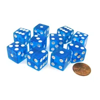 10pcs/set Transparent Blue Dice Right Angle Dice Board Game Accessories 16mm 1