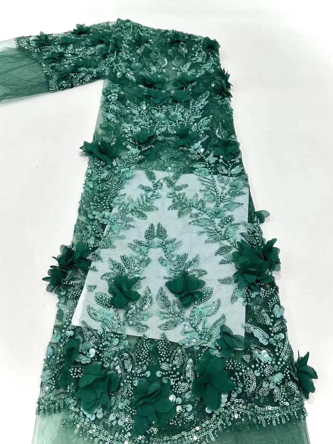 Африканская сетчатая кружевная ткань с бусинами для шитья одежды блесток тюль