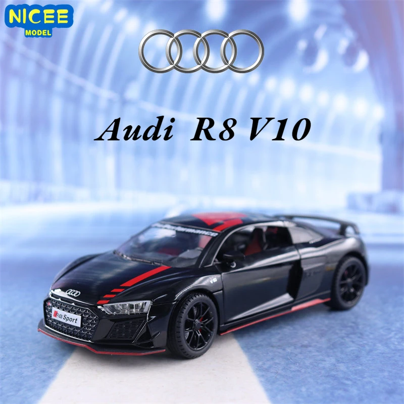 

1:24 Audi R8 V10 Sport Alloy Diecast Toy Car Model Wheel Steering Sound and Light Children's Toy Collectibles Birthday gift A576