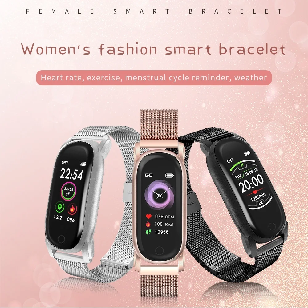 

2022 Smart Wristband Women Smart Bracelet Heart Rate Blood Pressure Fitness Tracker IOS Sport Smart Clock