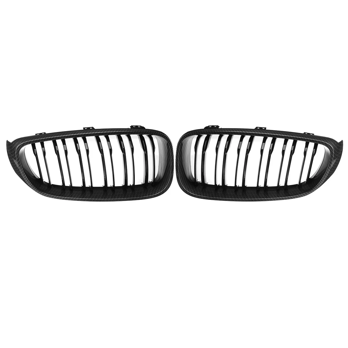 

Car Carbon + Gloss Black Dual Line 2 Slat Front Kidney Grilles for-BMW F34 335I GT 328I GTxDrive 2014-2016