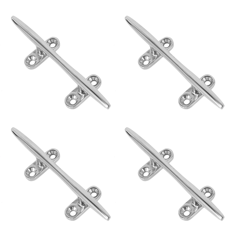 

4X 5 Inch Heavy Duty Base Boat Dock Deck Rope Cleat Marine Bollard Yacht Stainless New