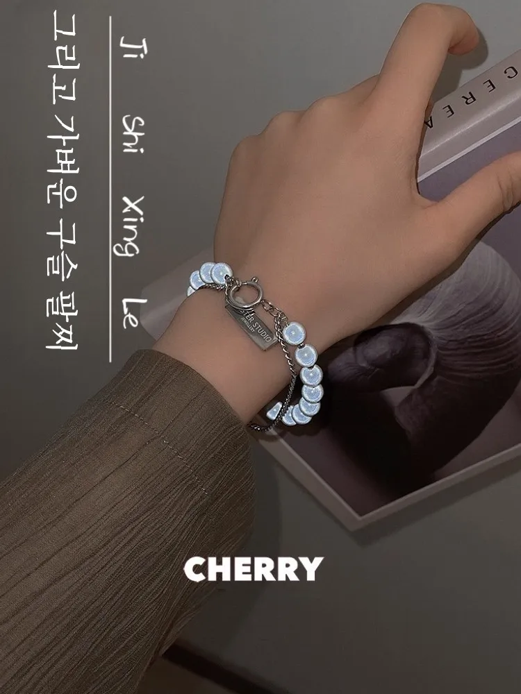 Двухслойный сложенный браслет из светоотражающих бусин бренда Dai Fang женский Ins