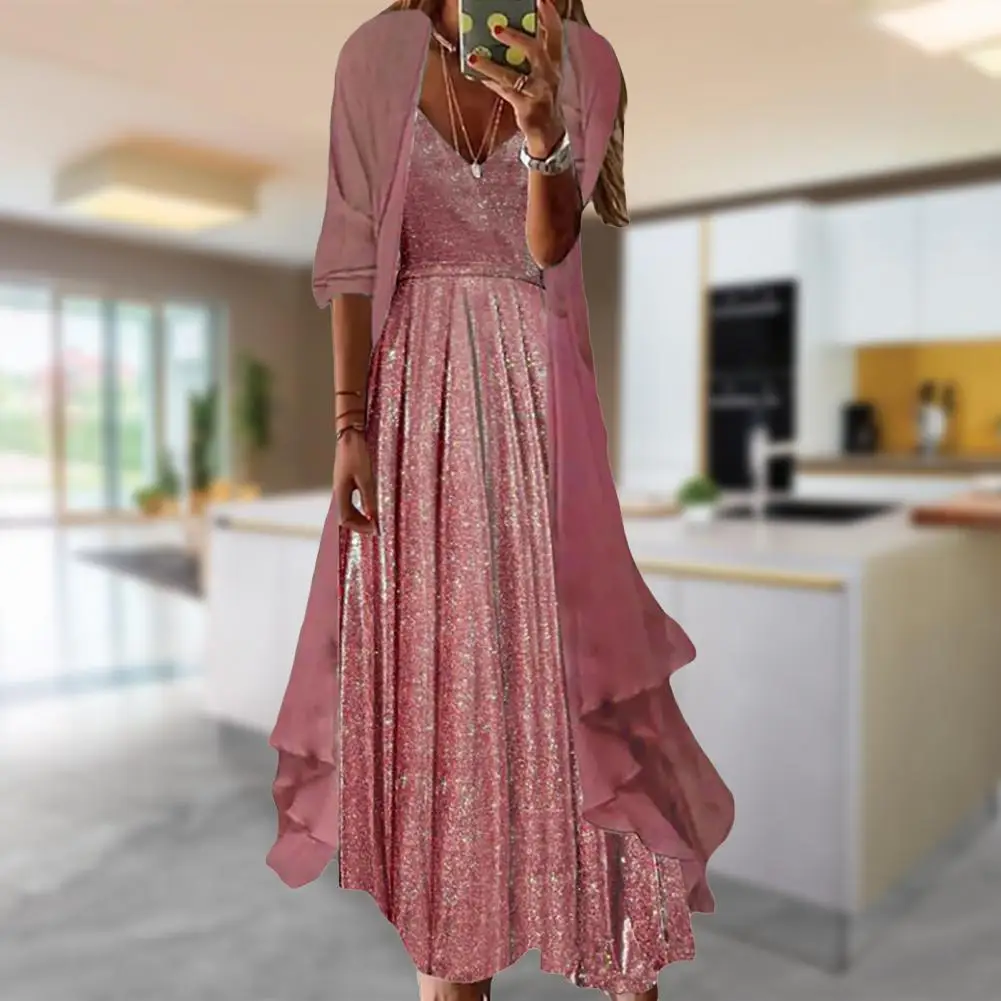 

2 шт./компл., кардиган, платье, мешковатое платье, длинный кардиган, дизайнерское платье на бретельках