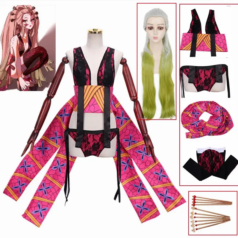 

Anime Cosplay Demon Slayers Kimetsu No Yaiba Daki Cosplay Costumes Headwear Sexy Cos Uniform Girls Women Lady Halloween Clothes